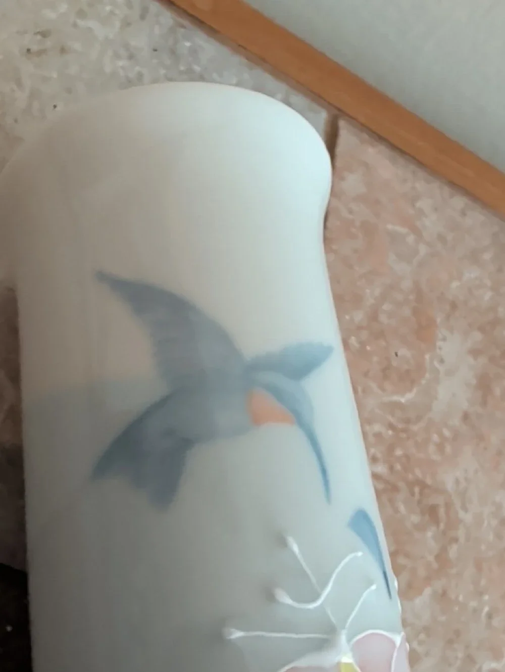 Otagiri Porcelain Hummingbird Floral Bud Vase